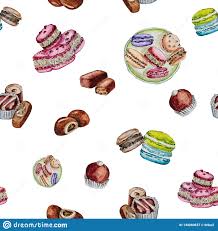 Caramelos Y Macarrones De Dibujo De Chocolate De La Acuarela Stock De Ilustracion Ilustracion De Dibujo Chocolate 144260637