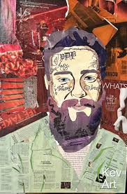 Collage with handpainted papers