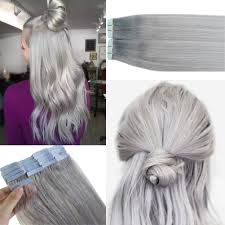 You can have that desired look you have always dreamed of within no time with our easy to use 16 inches clip in hair extensions. Seamless Tape In Skin Weft Remy Human Hair Extensions Silver Gray 16inch 20pcs For Sale Online Ebay