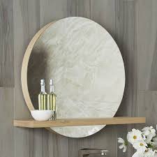 The round mirror can be recessed or flush with the wall finish. Solace Round Wall Mirror With Oak Frame Native Trails