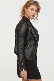 Faux Fur Collar Biker Jacket Black Ladies H M Us Faux Fur Collar Leather Jackets Women Fur Collars