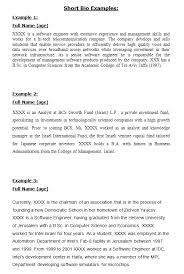 Short Bio Examples Biography Template Short Bio Examples Writing A Bio
