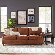 Amazon Com Stone Beam Charles Classic Oversized Leather Sofa 92 W Saddle Brown Gateway Sectional Sofa Couch Leather Sectional Sofa Sofa