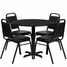 A table meant for two. Flash Furniture Hdbf1001 Gg 36 Round Black Laminate Table Set With 4 Black Trapezoidal Back Banquet Chairs
