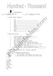 One thousand, one hundred and three (1,103). Hundred Thousand Esl Worksheet By Vitochan