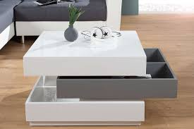 1 x schubkasten 1 x große ablagefläche2 x kleine ablagefläche1 x stauraum am. Couchtisch Weiss Grau Hochglanz 70 90cm Drehbar Dunord Design