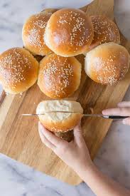 These Fluffy Golden Sourdough Hamburger Buns Will Bring Your Burger Night To The Next Leve Hamburger Buns Hamburger Bun Recipe Sourdough Hamburger Buns Recipe