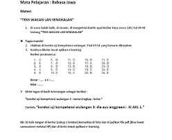 Uji Kompetensi 7 Bahasa Jawa Kelas 8