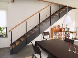 Escalier Bois Metal Droit Mederne Dans Sejour Lisses Inox Ardeche 07 Escalier Bois Escalier Bois Metal Escalier