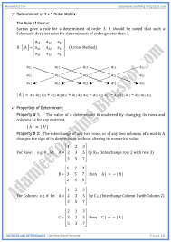 Adamjee Coaching Matrices And Determinants Definitions And Formulae Mathematics 11th Matrices Math Mathematics Matrix