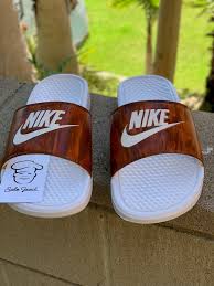 Custom Wood Grain Nike Slides Jordan Shoes Nike Slides Shoes