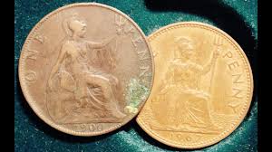1900 1967 One Penny Coin From Uk Seated Figure Of Britannia