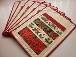 Christmas Quilted Placemats Traditional Set Of 6 By Stephsquilts Christmas Placemats Christmas Quilts Place Mats Quilted