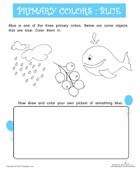 Primary Blue Worksheet Education Com Preschool Colors Kindergarten Colors Color Activities For Toddlers