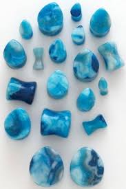 Pair Organic Blue Lace Agate Tear Drop Stone Ear Plugs 8g 6g 4g 2g 0g 00g 1 2 Ear Gauges Plugs Stone Plugs Pretty Plugs