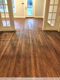 This video covers how i stain a red oak floor with varathane early american stain, and how to fix footprints when someone has walked on the floor!products i. Choosing The Best Farmhouse Style Floor Stain Hammers N Hugs