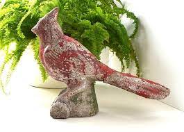 Blue jay and red cardinal birds garden statue resin yard ornament lawn decor garden decoration 7 inches h. Vintage Concrete Bird Cardinal Garden Statue Vintage Concrete Garden Decor Bird Decor Cardin Concrete Garden Ornaments Garden Ornaments Concrete Garden Statues