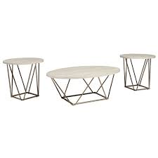 Enjoy free shipping on most stuff, even big stuff. Faux Marble Table Set With 1 Coffee Table And 2 End Tables White And Gold Overstock 30984929