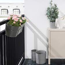 Upcycle handbags or grow bags and use them as railing planters. Balcony Railing Planter Ikea Railing Design