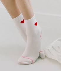 Heart Clubheart Pattern Crew Length Socks Mixxmix Socks Korean Fashion Casual Korean Fashion