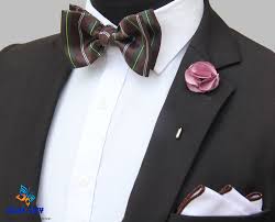 Fluff and form the 'rose'. Blue City Coffee Striped Bow Tie Pocket Square Rose Lapel Pin Striped Bow Tie