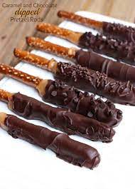 Chocolate Covered Pretzel Rods Recipe Desserts Homemade Caramel Chocolate Dipped Pretzel Rods