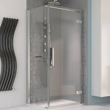 Aqualux Aqua 8 Hinge Pivot Shower Door And Side Panel 1200mm X 900mm Silver Frame Clear Glass 490 Shower Doors Bathroom Shower Doors Clear Glass