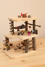 This Mini Treehouse Play Set Is Made With Clean Dry Branches And Smoothly Sanded Barbiefurniture Home Made Barbie Fu Doll House Doll Furniture Gnome House