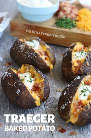 Traeger Smoked Baked Potato Grilled Or Smoked Loaded Baker Recipe Smoked Food Recipes Outdoor Cooking Recipes Smoked Baked Potatoes