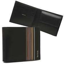 良品 ポールスミス ストライプステッチタブ ２つ折り財布 ネイビー 6018