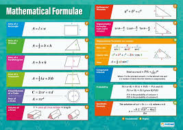 Mathematical Formulae Math Posters Laminated Gloss Paper Measuring 33 X 23 5 Math Charts For The Classroom Education Charts By Daydream