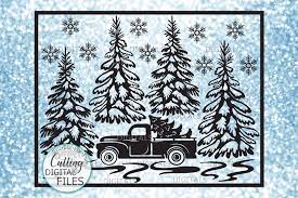 Download Christmas Truck With Trees Winter Scene Sign Svg Pdf Design 407868 Cut Files Design Bundles