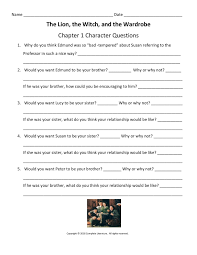 Narnia Worksheet Character Questions Character Questions Literature Lessons Essay Starters