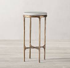 Thaddeus Marble Round Cocktail Side Table Side Table Brass Side Table Forging Metal