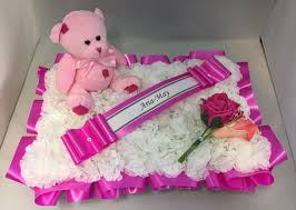 Baby funeral flowers near me. Artificial Funeral Flowers Silk Wreath Memorial Grave Baby Teddy Pink Pillow
