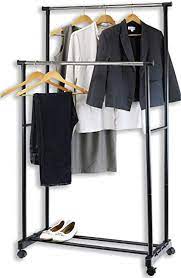 This type of clothes stand is very useful and practical to use. Amazon Com Simplehouseware Double Rod Portable Clothing Hanging Garment Rack Home Improvement