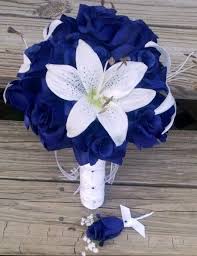 Larger bouquets can cost $180 or more. Royal Blue Rose White Lily Wedding Bouquet With Boutonniere Royal Blue Bouquet Lily Bouquet Royal Blue White Bouquet Royal Blue Wedding Lily Bouquet Wedding Bridal Bouquet Royal Blue Bouquet