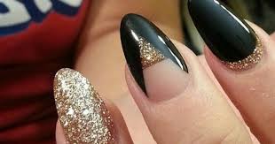 Acrylic nail redesign to black and silver tutorial video by naio nails. Nude Black Gold Glitter Almond Stiletto Acrylic Nails Discover And Share Your Nail Design Ideas On W 1426389162l8pc4 Anextweb