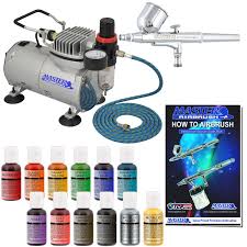 The pointzero complete airbrush cake decorating set is a great kit for all levels of airbrushing. Cake Decorating Airbrushing System Kit With A 12 Color Chefmaster Food Coloring Set G22 Gravity Feed Airbrush Air Compressor Guide Booklet Airbrush Cake Cake Decorating Kits Cake Decorating Airbrush