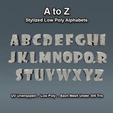 A To Z Low Poly English Alphabets Low Poly English Alphabet Low Poly 3d Models