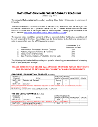 mathematics minor for secondary teaching