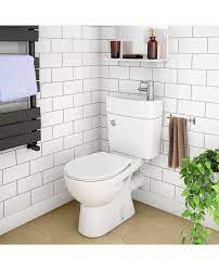 Forgo a little bit of counter space for a lot more storage by mounting a shallow cabinet or set of shelves in this space. 2 In 1 Compact Close Couple Toilet And Basin Combo Space Saver Tap And Waste Set Willesden Bathroom