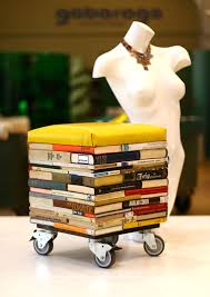 Books Into Stool Recyclart Book Furniture Books Stool