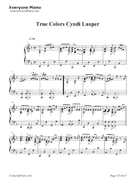True Colors Cyndi Lauper Stave Preview 1 Sheet Music In