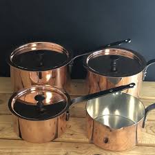 Calphalon commercial aluminum set of 3 pots and 2 lids dutch oven saucepan. Copper Pan Set Milk Pan And 6 7 8 Inch Spun Saucepans With Lids New For 2020