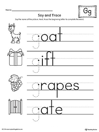 say and trace letter g beginning sound words worksheet myteachingstation com
