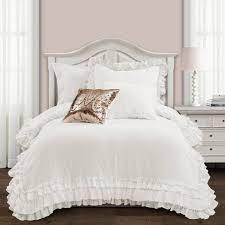 Super soft + cozy comforter in a subtle ruffle design we love. Full Queen 3pc Ella Lace Ruffle Comforter Sham Set White Lush Decor Target