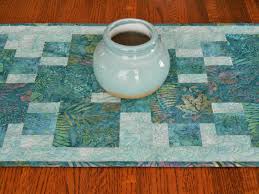 Quilted Batik Table Runner In Shades Of Teal Aqua Blue Dining Table Runner Coffee Table Runner Be In 2020 Batik Table Runners Blue Table Runner Dining Table Runners