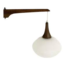 Mid Century Modern Walnut Frosted Glass Danish Wall Hanging Light Fixture Sconce Chairish