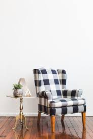 buffalo plaid black and white wingback chair furniture decor interior design